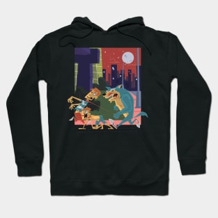 Funny werewolf goes for a walk with 2 people Hoodie